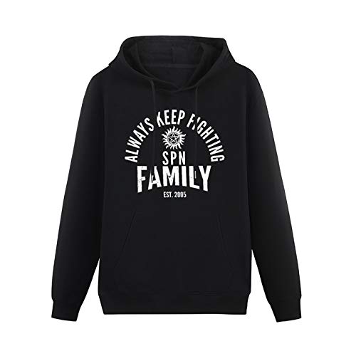 YNW Unisex Sweatshirt Fashion Always Keep Fighting Logo Hooded with Drawstring Pockets Black L von YNW