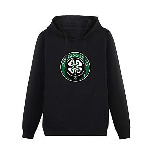 YNW Unisex Sweatshirt Flogging Molly Logo Hooded with Drawstring Pockets Black L von YNW