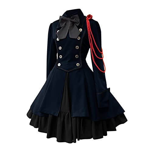 YNnkian Damen Mittelalter Kleidung Damen Mittelalter Kleid Satin Trompetenärmel Gothic Kleid Damen Karneval Kleider Faschings V Ausschnitt Trompetenärmel Mittelalter Viktorianischen Königin Kleider von YNnkian