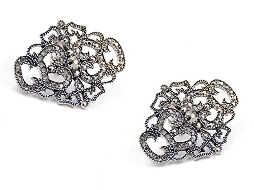 YNuth 2 Stück Schuhclips mit Strass Schwarz Hochzeit Party Schmuck Vintage Deko von YNuth