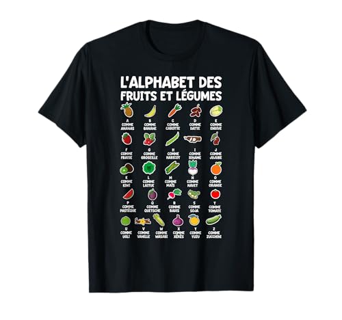 Obst und Gemüse Alphabet lernen ABC Jungen Mädchen T-Shirt Obst und Gemüse Alphabet lernen ABC Jungen Mädchen T-Shirt von YO Cadeau Abécédaire Fruits et Légumes