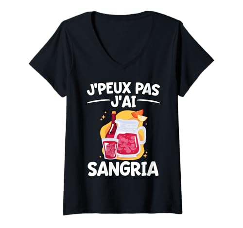 Damen Humour Sangria Aperior Spanisch | Lustiges Zitat Alkohol T-Shirt mit V-Ausschnitt Damen Humour Sangria Aperior Spanisch | Lustiges Zitat Alkohol T-Shirt mit V-Ausschnitt von YO Cadeau Humour J'peux Pas, J'ai Sangria