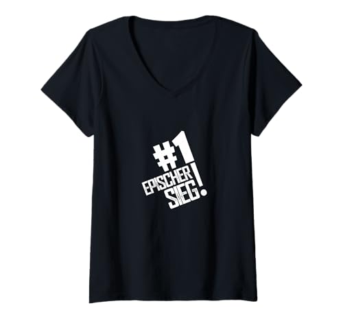 Damen Ausgefallenes #1 Epischer Sieg Design Gamer Gaming T-Shirt mit V-Ausschnitt von YO! Diese Klamotten