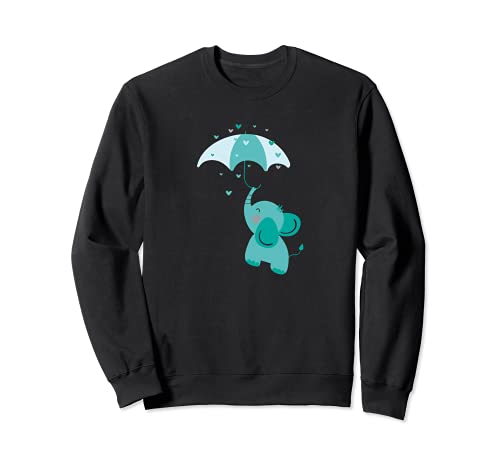 Niedlicher blauer Elefant mit Regenschirm Geschenk Kinder Sweatshirt von YO! Diese Klamotten