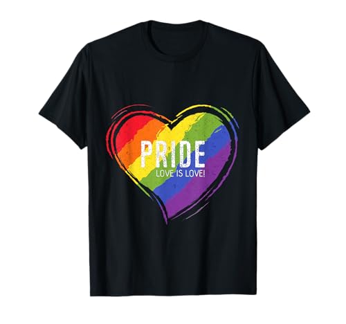 LGBT Pride Design mit Herz Regenbogen Flagge Herren Damen T-Shirt LGBT Pride Design mit Herz Regenbogen Flagge Herren Damen T-Shirt von YO! Just Pride