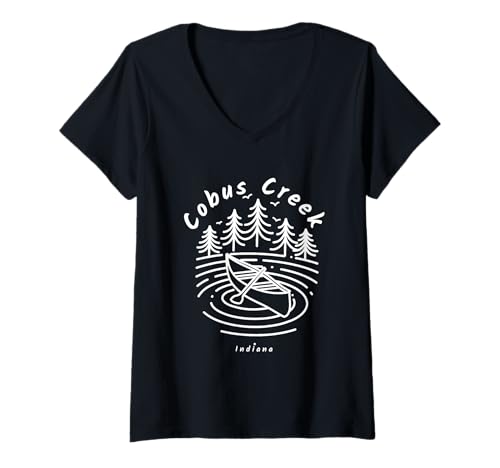 Damen Cobus Creek, Indiana T-Shirt mit V-Ausschnitt von YO MINUS