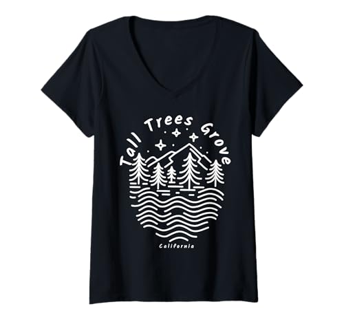 Damen Tall Trees Grove Trailhead, Kalifornien T-Shirt mit V-Ausschnitt von YO MINUS