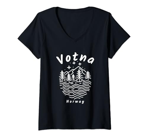 Damen Votna-See Norwegen T-Shirt mit V-Ausschnitt von YO MINUS