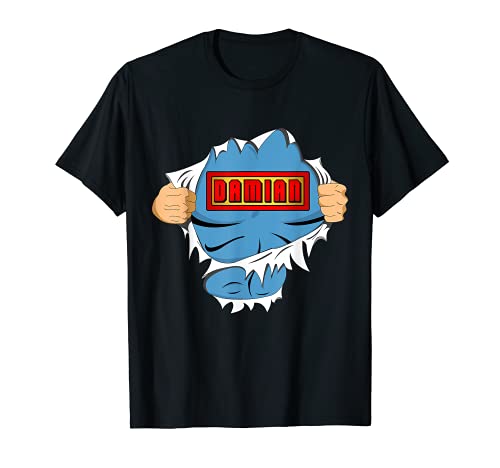 Damian Name Superheld für Jungen mit Namen Damian T-Shirt von YO MINUS