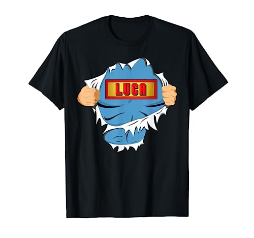 Luca Vorname Superheld für Jungen mit Namen Luca T-Shirt von YO MINUS