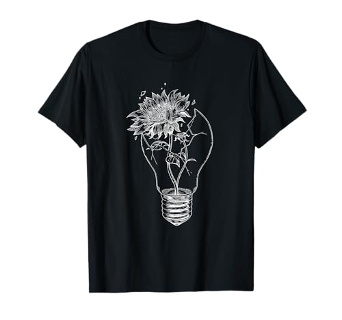 Herren Frau Kinder Sonnenblume Glühbirne Klimawandel T-Shirt von YO! Tattoo Art