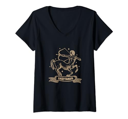 Damen Schütze Sternzeichen-Geschenk Männer Frauen Kinder T-Shirt mit V-Ausschnitt von YO! Zodiac Sign