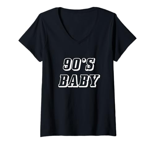 Damen Retro Nineties Child Throwback Era 90s Baby T-Shirt mit V-Ausschnitt von YO!