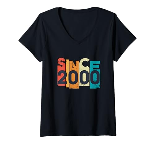 Damen Retro-Vintage-Look seit 2000 Jahren im Distressed-Look T-Shirt mit V-Ausschnitt von YO!