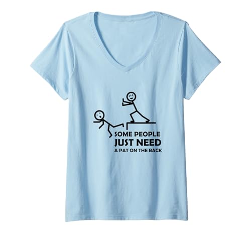 Damen Sarkastisches Statement Pat auf der Rückseite Lustig T-Shirt mit V-Ausschnitt von YO!