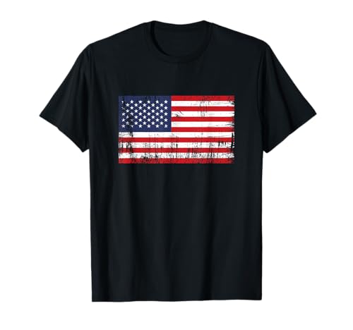 YO! USA Vintage Amerika Banner Fan USA Flagge Retro T-Shirt Schwarz S Unisex Erwachsene Unisex Kinder Klassische Passform Kurzarm Crew-Ausschnitt 38-16.5 Hochwertige Verarbeitung Patriotic T-Shirts von YO!
