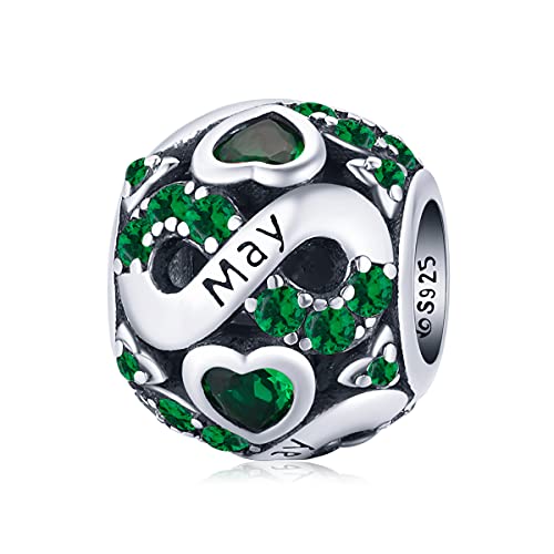 925 Sterling Silber Mai Geburtsstein Anhänger Charm Schmuck passend für Pandora Charms Armbänder für Frauen Mutter Schwester für Geschenke zum Geburtstag Weihnachten von YOAME