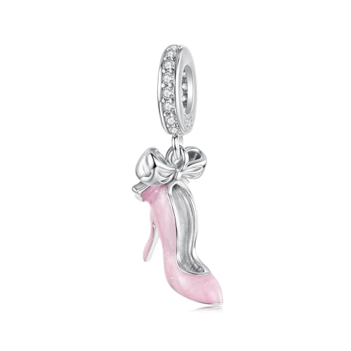 925 Sterling Silber Pink High Heels Anhänger Charm mit Schleife für Pandora Armbänder 925 Sterling Silber Pink High Heels Anhänger Charm mit Schleife für Pandora Armbänder von YOAME