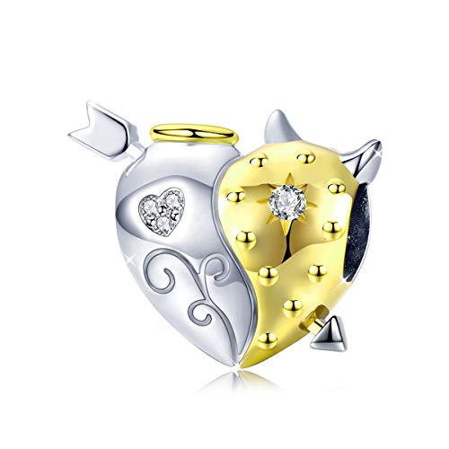 Charm-Anhänger aus 925er Sterlingsilber, Engel- und Teufel, Kristall, kompatibel mit Pandora-Armbändern und Halsketten Charm-Anhänger aus 925er Sterlingsilber, Engel- und Teufel, Kristall, kompatibel mit Pandora-Armbändern und Halsketten von YOAME