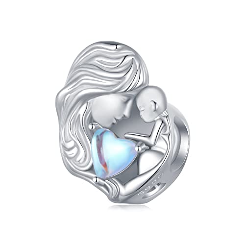 Mutter Tochter Charm Anhänger für Pandora-Armbänder,925 Sterlingsilber Mondstein Anhänger,Muttertagsgeschenk für Mama Großmutter Mutter Tochter Charm Anhänger für Pandora-Armbänder,925 Sterlingsilber Mondstein Anhänger,Muttertagsgeschenk für Mama Großmutter von YOAME