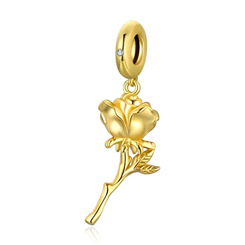 Rose Charms passen für Pandora Armbänder 925 Sterling Silber Gold plattiert Blume Perlen Charm Schmuck Valentinstag Geschenke für Frauen Mädchen Rose Charms passen für Pandora Armbänder 925 Sterling Silber Gold plattiert Blume Perlen Charm Schmuck Valentinstag Geschenke für Frauen Mädchen von YOAME