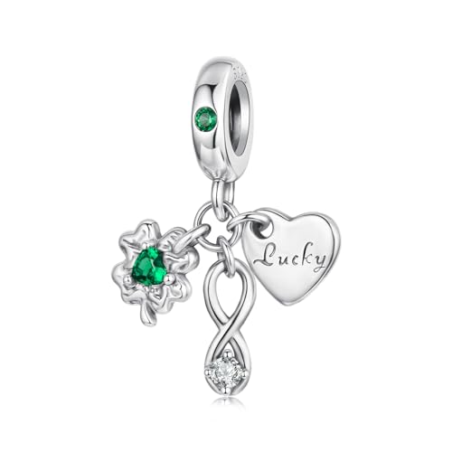 Unendlichkeitsherz-Charm aus 925er Sterlingsilber mit vierblättrigem Kleeblatt für Pandora-Armbänder Unendlichkeitsherz-Charm aus 925er Sterlingsilber mit vierblättrigem Kleeblatt für Pandora-Armbänder von YOAME