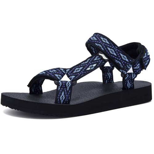 YOCCI Original Sport-Sandalen für Damen, Wandersandalen mit Fußgewölbeunterstützung, Yogamatte, Einlegesohle, leicht, Outdoor-Wasserschuhe, Marineblau, 40.5 EU von YOCCI
