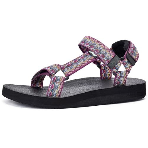 YOCCI Original Sport-Sandalen für Damen, Wandersandalen mit Fußgewölbeunterstützung, Yogamatte, Einlegesohle, leicht, Outdoor-Wasserschuhe, Violett, 39 EU von YOCCI