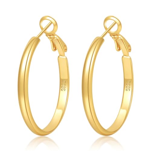 YOCDNOV 1 Paar Creolen Silber - Breite Creolen Hypoallergene Vergoldete Ohrringe Gold Creolen Modeschmuck Chunky Hoop Earring Dupes für Mädchen, Hypoallergen Geschenke für Frauen(Gold 60MM) von YOCDNOV