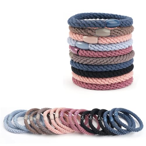 YOCDNOV 18 Stück Haargummi aus geflochtenen Perlen - Mehrfarbiger Geflochtene Haarbänder Mode Geflochtene Elastische Für Frauen Mädchen Kinder,Dickes und Lockiges Haar(6 Farben) von YOCDNOV