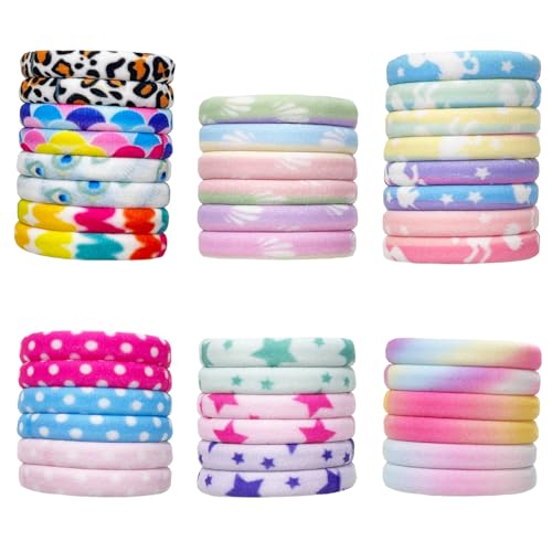 YOCHLEY 40 Stück elastische Haargummis für Frauen, mehrfarbig, Haargummi und ohne Beschädigungen, elastische Haare, Kinder, Zubehör für Mädchen, lockiges Haar (mehrfarbig) von YOCHLEY