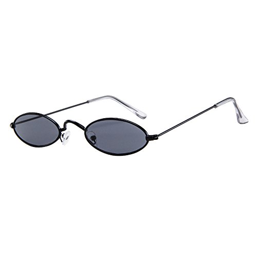 YOCIA Herren Damen Retro Kleine Ovale Sonnenbrille Metallrahmen Shades Eyewear Unisex Reise Für Brillen Katzenauge Metall Rand Rahmen Frau Sonnebrille Gespiegelte Linse Sunglasses von YOCIA