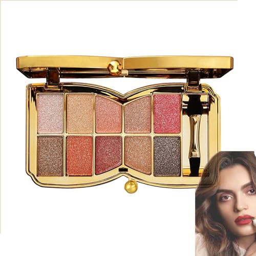 10 Colors Sparkle Shimmer Eyeshadow Palette, Glitter Eyeshadow Palette, Gold Eyeshadow Palette Sparkling Long Lasting Makeup Set for Women (#B) von YODAOLI