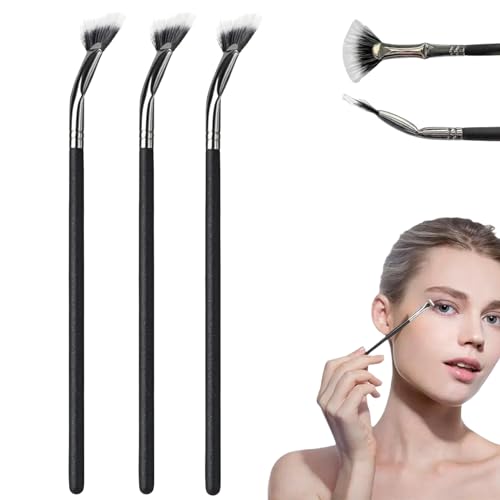 Folding Angle Scalloped Lash Brush, 2024 Upgrade Mascara Fan Brush Eyelash Comb Separator for Upper Lower Eye Lash, Angled Fan Shaped Eyelash Brush Makeup Tool (3PCS) von YODAOLI