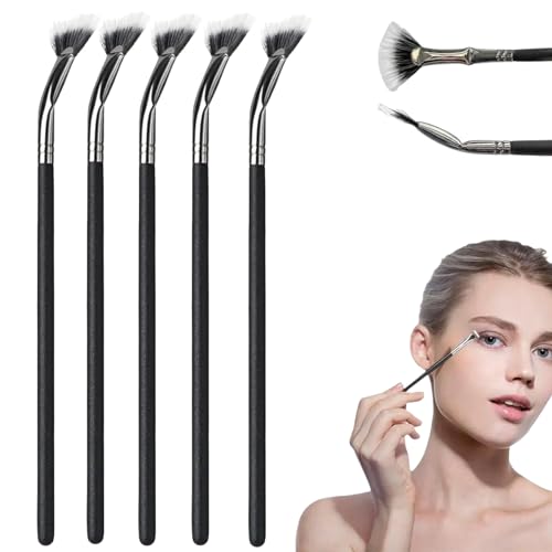 Folding Angle Scalloped Lash Brush, 2024 Upgrade Mascara Fan Brush Eyelash Comb Separator for Upper Lower Eye Lash, Angled Fan Shaped Eyelash Brush Makeup Tool (5PCS) von YODAOLI