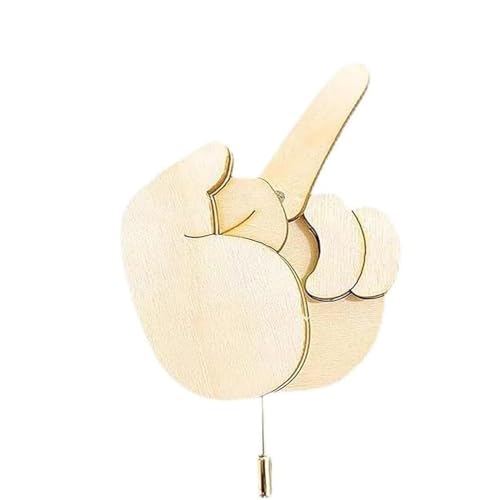 Funny Wooden Finger Brooch, Funny Middle Finger Pin DIY Kit, Wooden Flippable Middle Finger Pin, Interactive Mood Expressing Pin, Flippable Finger Pins Gag Gift for Men Women (1PC) von YODAOLI