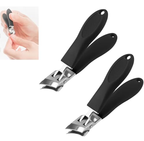 Wide Jaw Opening Anti-Splash Slanted Nail Clipper, Slanted Nail Clippers, Large Wide Jaw Opening Toe Nail, Ultra Sharp Stainless Steel Nail Clippers, No Splash Nail Trimmer for Men Women (Black*2) von YODAOLI