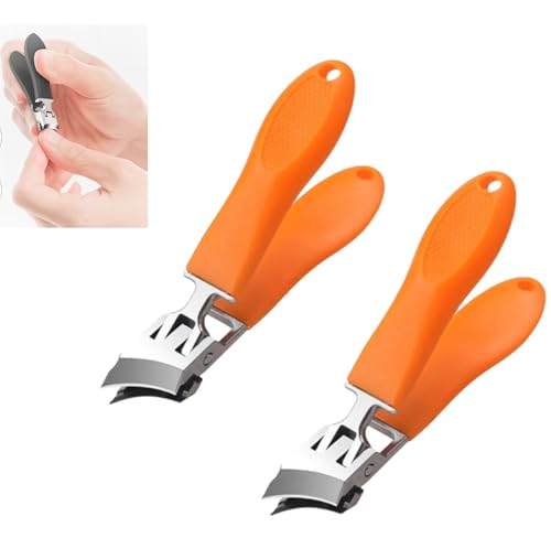 Wide Jaw Opening Anti-Splash Slanted Nail Clipper, Slanted Nail Clippers, Large Wide Jaw Opening Toe Nail, Ultra Sharp Stainless Steel Nail Clippers, No Splash Nail Trimmer for Men Women (Orange*2) von YODAOLI