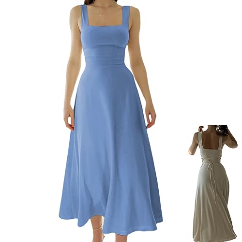 YODAOLI 2023 New Women’s Thick Straps Midi Dress Semi Formal Party Dresses for Women (Baby Blue,M) von YODAOLI