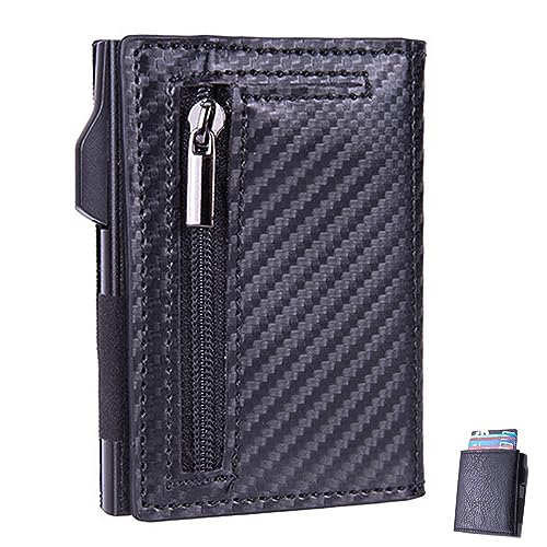 YODAOLI Side Push Auto Pop-Up Card Holder, Pop Up Metal Wallet Credit Card Holder for Men (Carbon Fiber) von YODAOLI