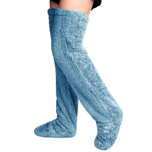 YODITI Plüsch Overknee Socken Flauschig: Damen Strümpfe Stulpen Teddy lange Beinwärmer Winter Warme Schlafsocken - Frauen Wintersocken Kniestrümpfe für Schlafen Zuhause von YODITI