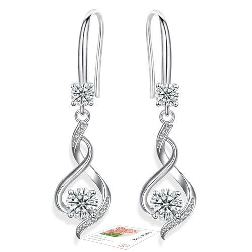YOEE Ohrringe mit 5A Zirkonia Hängend Ohrringe mit Silber 925 Post für Damen Hängeohrringe Lange Ohrhänger Geschenk für Frauen Freundin Mama Mädchen - Silber von YOEE
