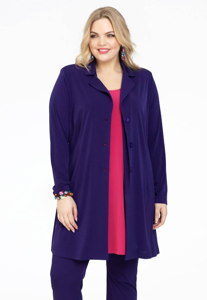 Große Größen Blazer mit Langarm, Damen, lila, Größe: 58/60, Polyester, Happy Size DE Women von YOEK