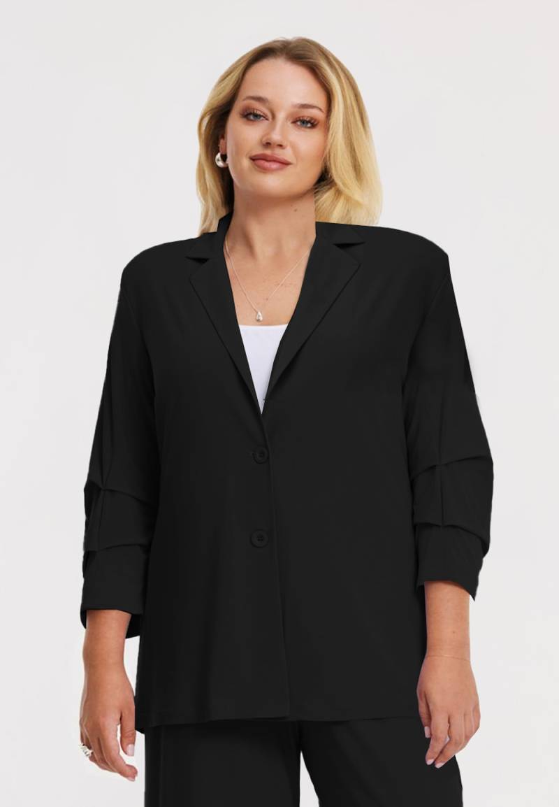 Große Größen Blazer mit Langarm, Damen, schwarz, Größe: 50/52, Polyester, Happy Size DE Women von YOEK