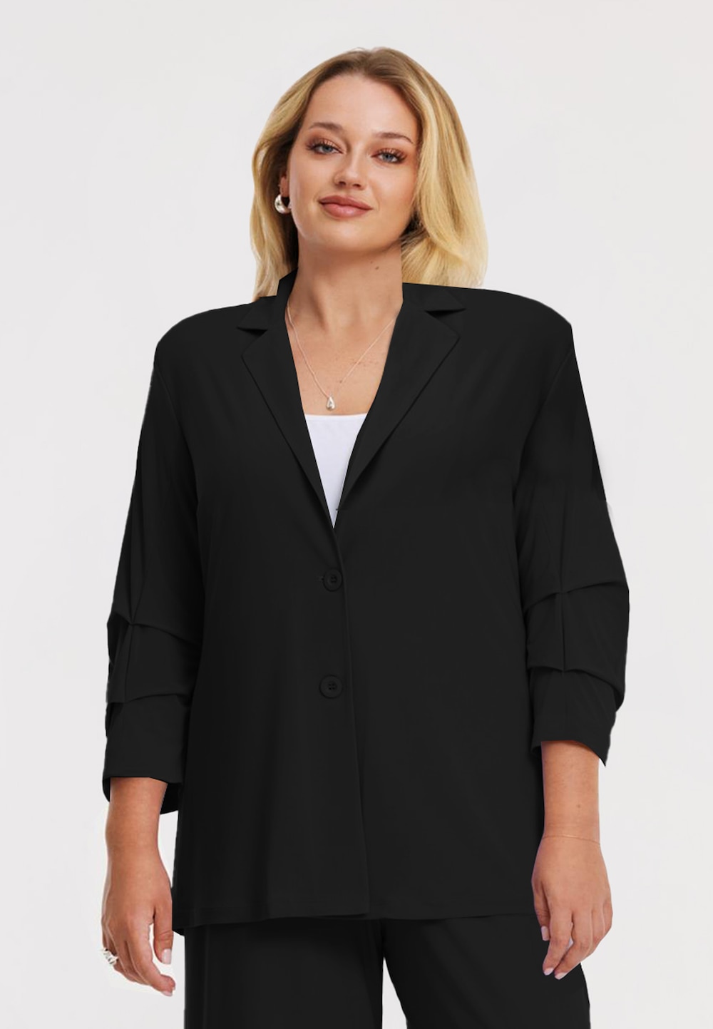 Große Größen Blazer mit Langarm, Damen, schwarz, Größe: 54/56, Polyester, Happy Size DE Women von YOEK