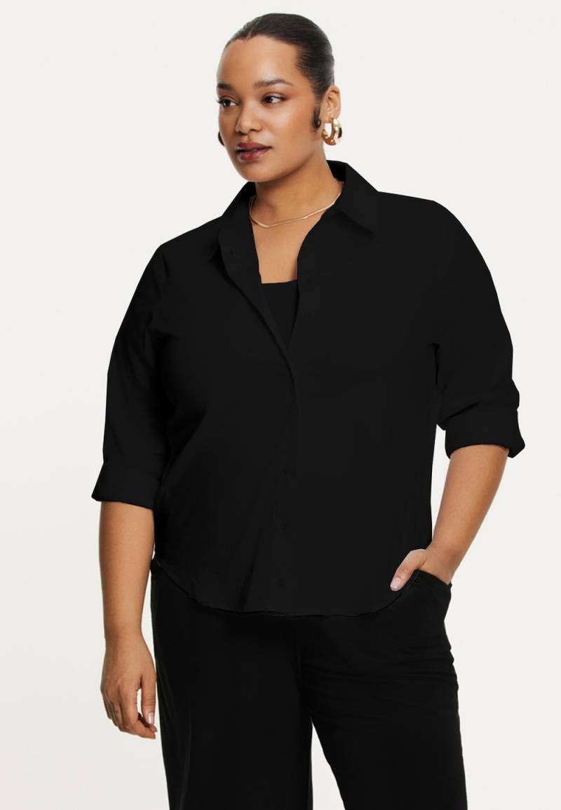Große Größen Bluse Mit Knöpfen, Damen, schwarz, Größe: 54/56, Baumwolle/Polyester, Happy Size DE Women von YOEK