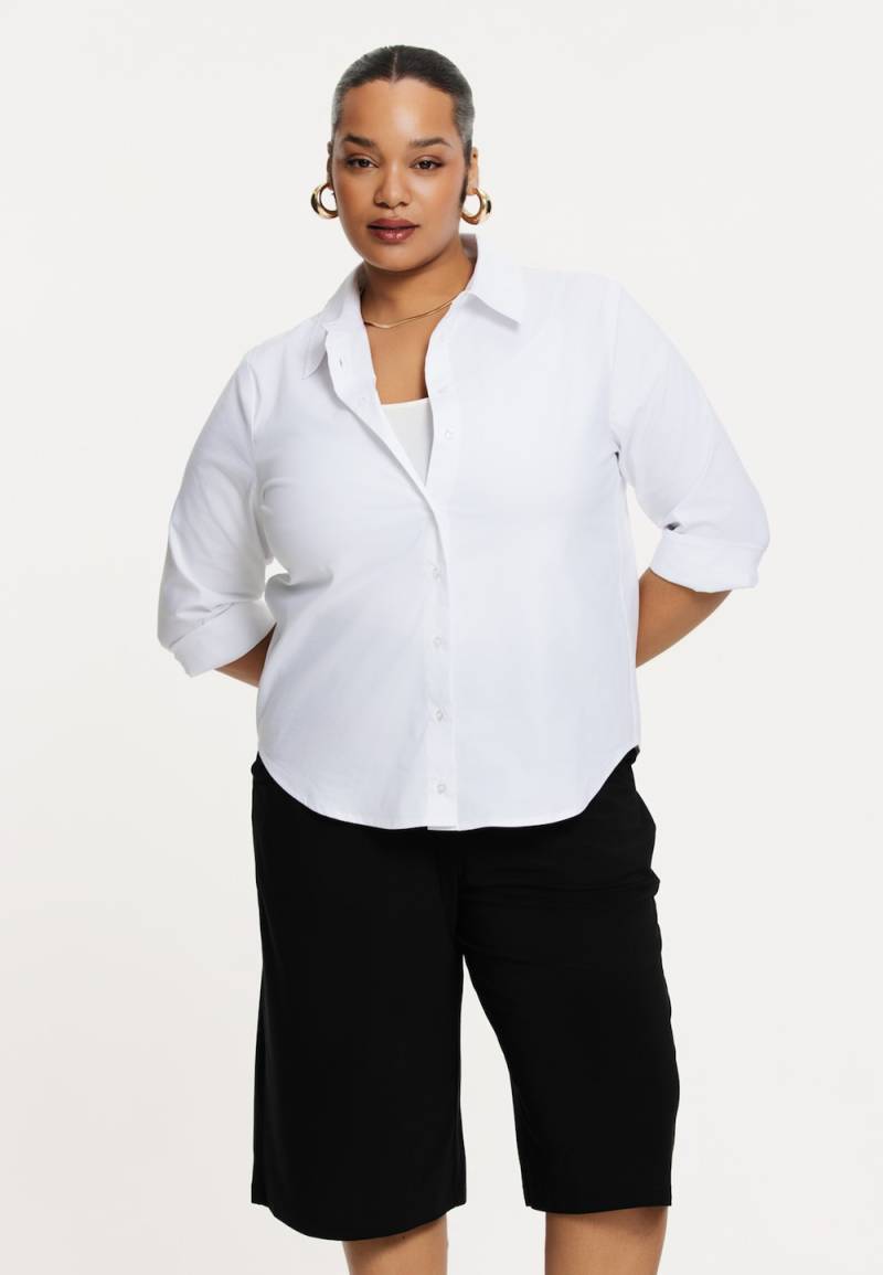 Große Größen Bluse Mit Knöpfen, Damen, weiß, Größe: 50/52, Baumwolle/Polyester, Happy Size DE Women von YOEK