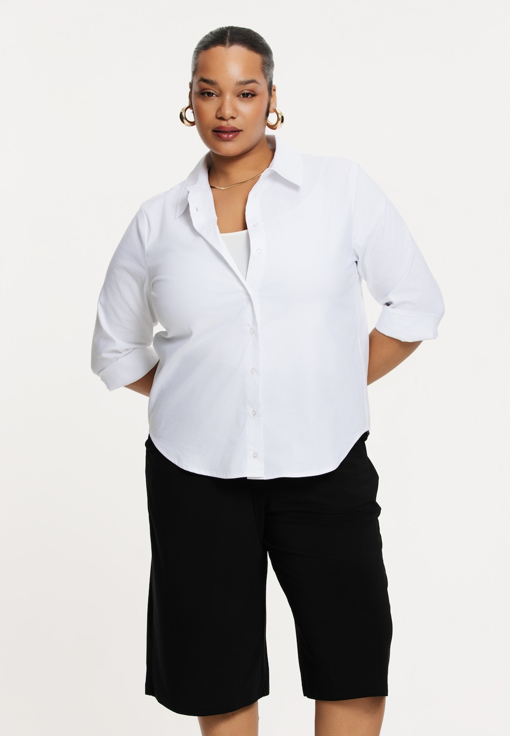 Große Größen Bluse Mit Knöpfen, Damen, weiß, Größe: 54/56, Baumwolle/Polyester, Happy Size DE Women von YOEK