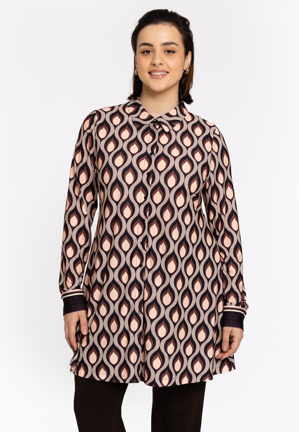 Große Größen Bluse mit Druck, Damen, lila, Größe: 54/56, Polyester, Happy Size DE Women von YOEK