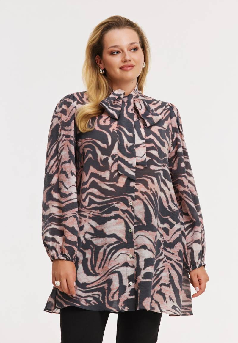 Große Größen Bluse mit Druck, Damen, schwarz, Größe: 54/56, Synthetische Fasern, Happy Size DE Women von YOEK